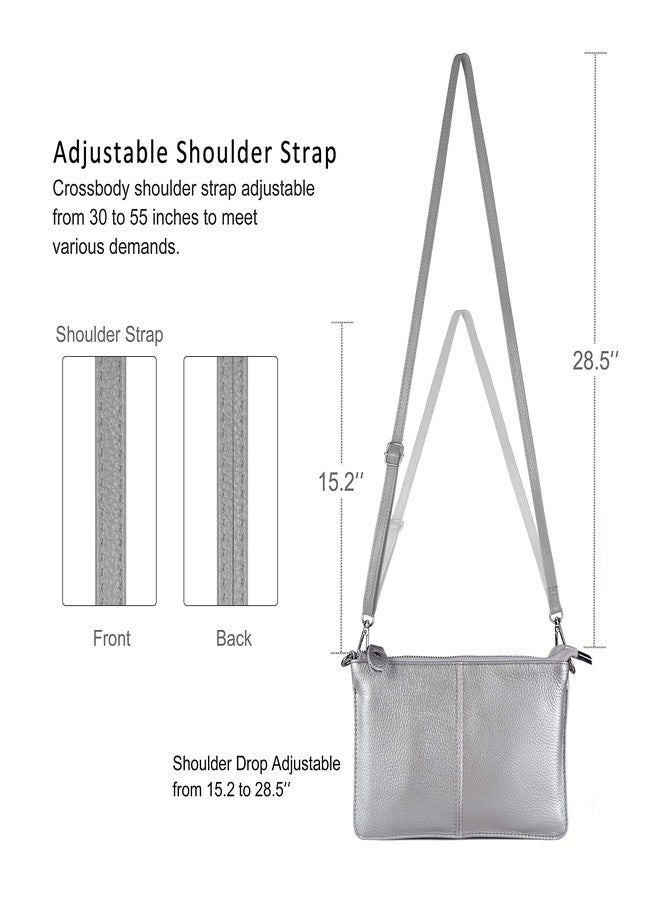 بيفن محفظة هاتف صغيرة من الجلد للنساء من بيفين، حقيبة كروس صغيرة مزودة بفتحات لبطاقات RFID (فضية) - Image 5